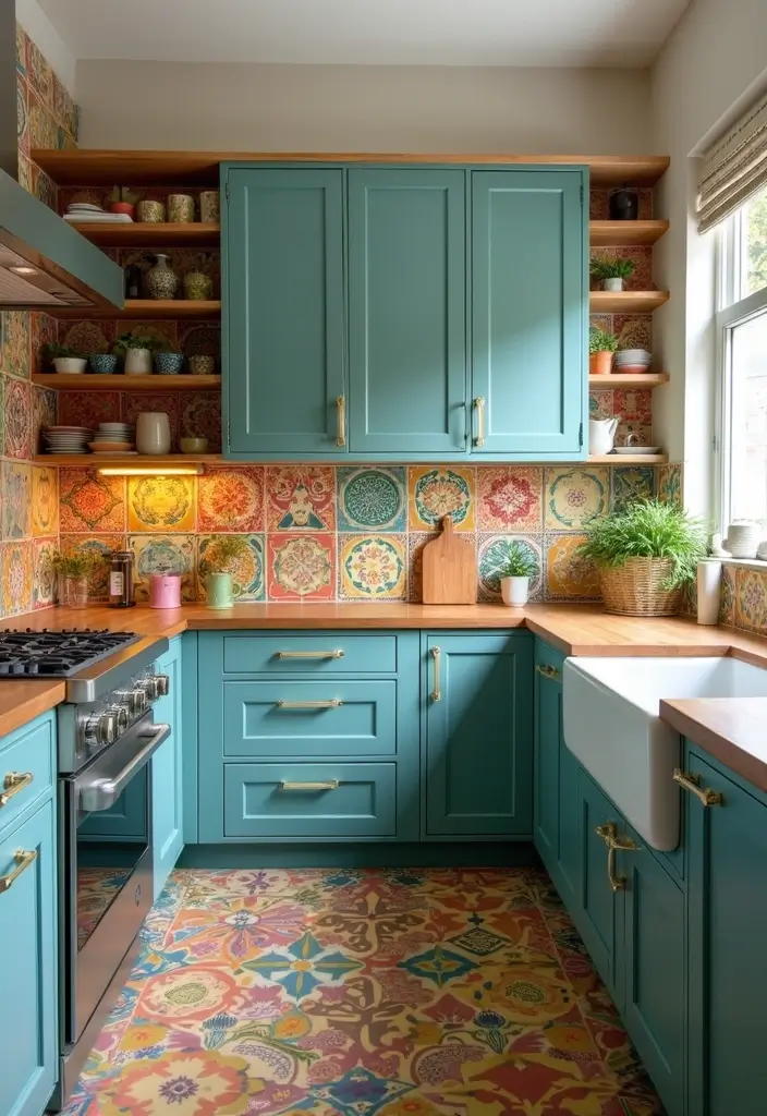 30 Small Kitchen Apartment Layouts That Work Wonders - 14. Colorful Backsplashes