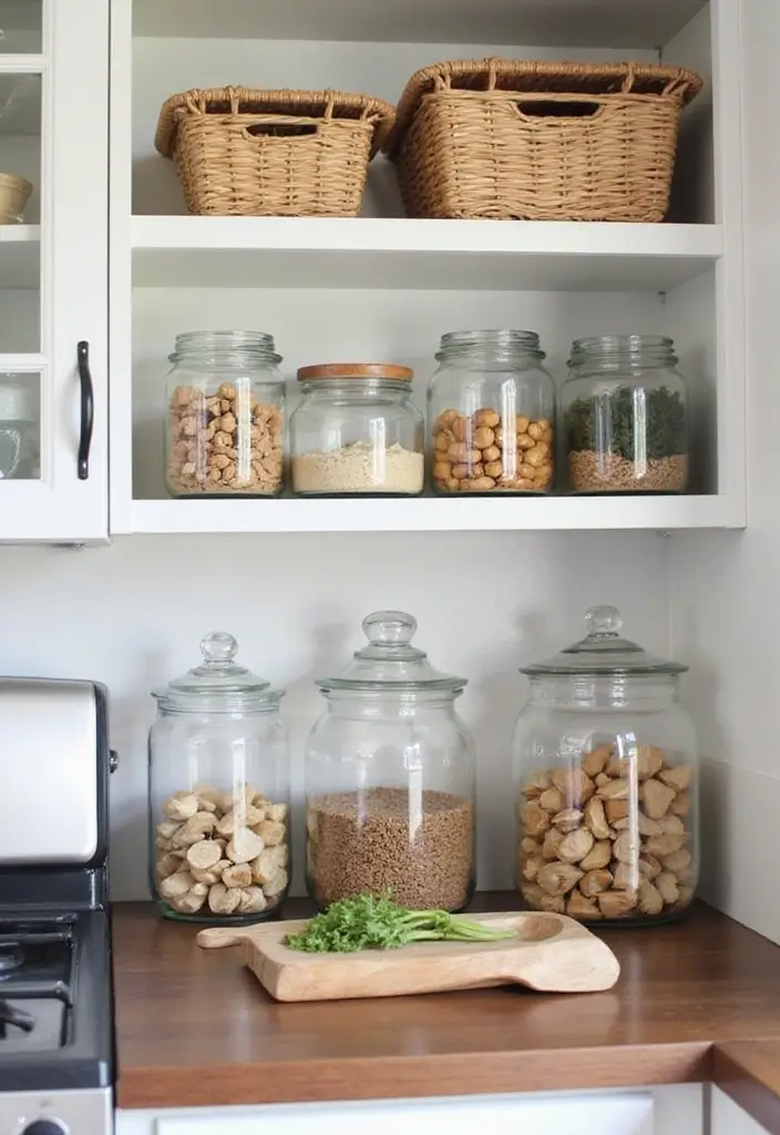 30 Small Kitchen Apartment Layouts That Work Wonders - 21. Decorative Containers