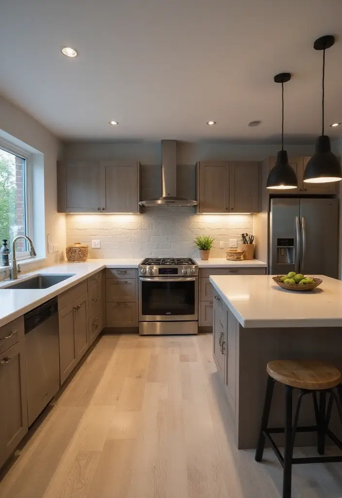 30 Small Kitchen Apartment Layouts That Work Wonders - 25. Recessed Lighting
