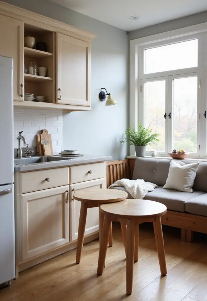 30 Small Kitchen Apartment Layouts That Work Wonders - 26. Space-Saving Furniture