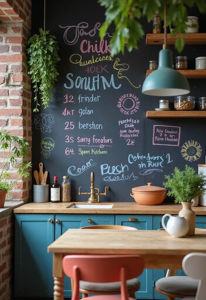 30 Small Kitchen Apartment Layouts That Work Wonders - 30. Trendy Chalkboard Walls