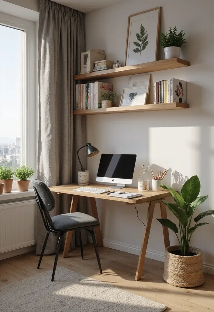 30 Small Living Room Ideas: Cozy and Stylish Apartment Spaces - 11. Compact Workstations