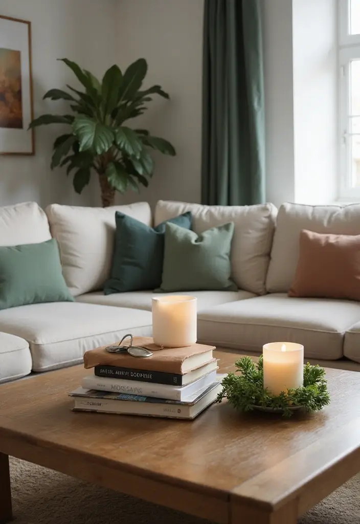 30 Small Living Room Ideas: Cozy and Stylish Apartment Spaces - 13. Curated Coffee Table Displays