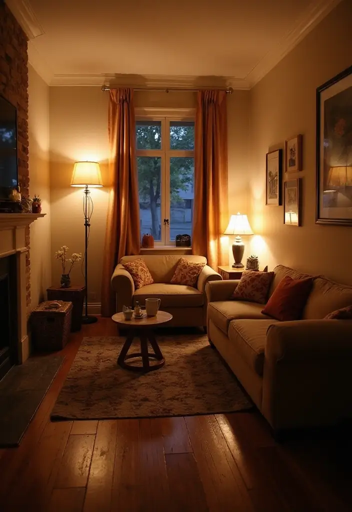 30 Small Living Room Ideas: Cozy and Stylish Apartment Spaces - 2. Layered Lighting