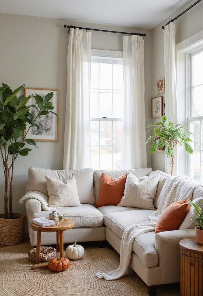 30 Small Living Room Ideas: Cozy and Stylish Apartment Spaces - 30. Seasonal Decor Swaps