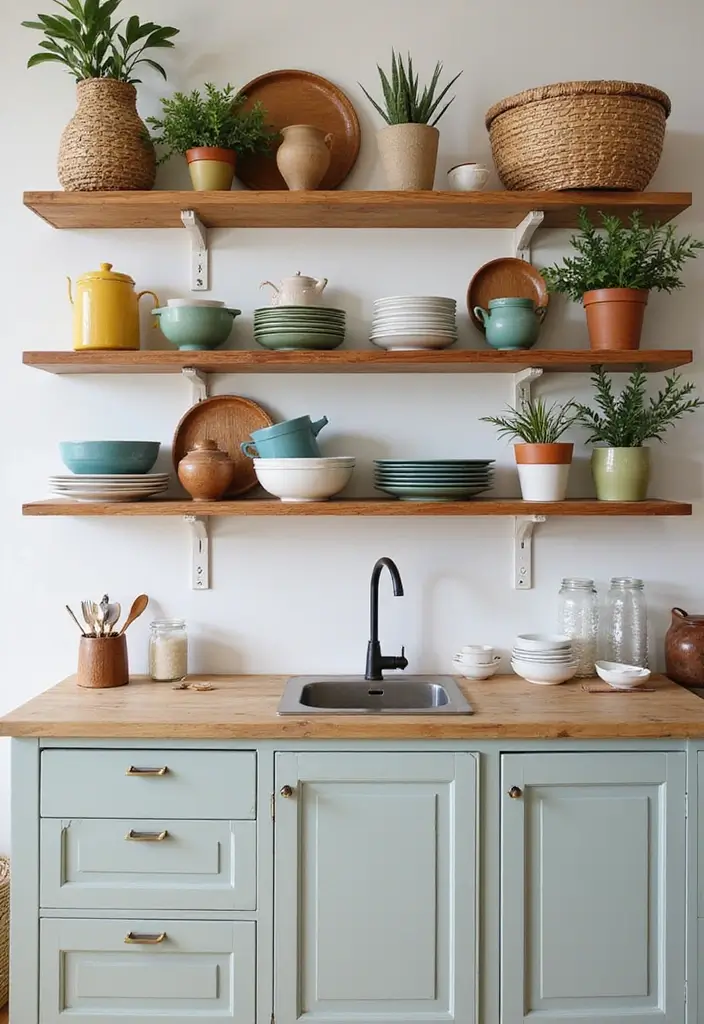 30 Small Space Home Decor Ideas That Actually Work - 17. Open Shelving in the Kitchen
