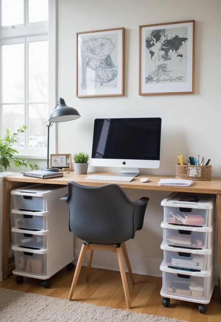 30 Small Space Home Decor Ideas That Actually Work - 22. Under-Desk Storage Solutions