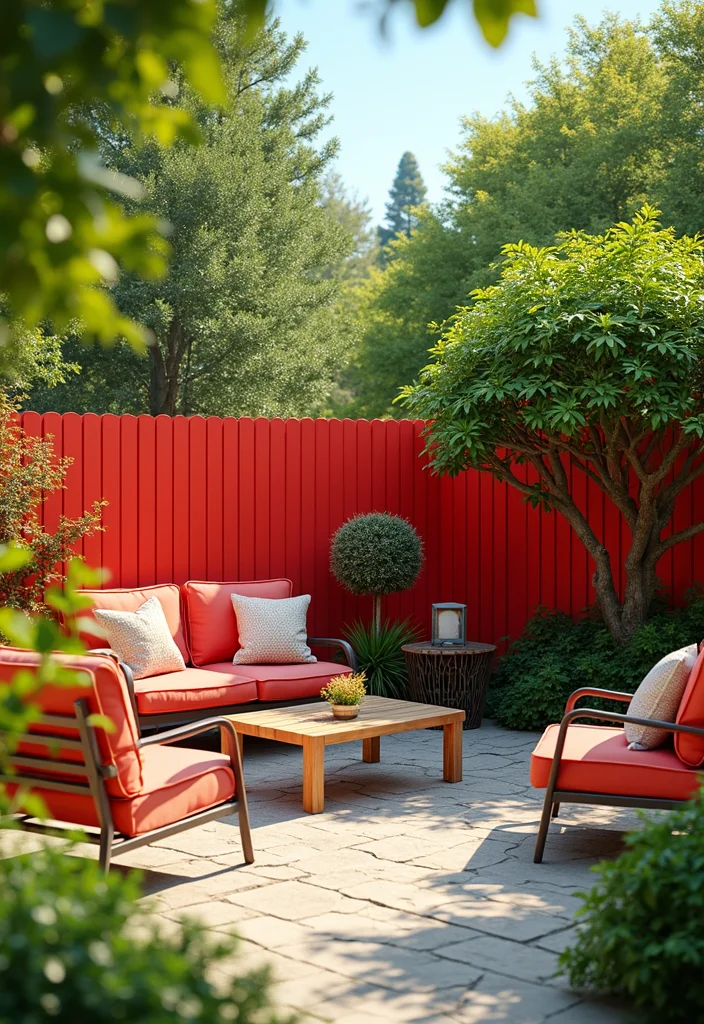 10 Backyard Fence Colors Ideas for Fresh Updated Curb Appeal - 6. Vibrant Red for a Pop of Color