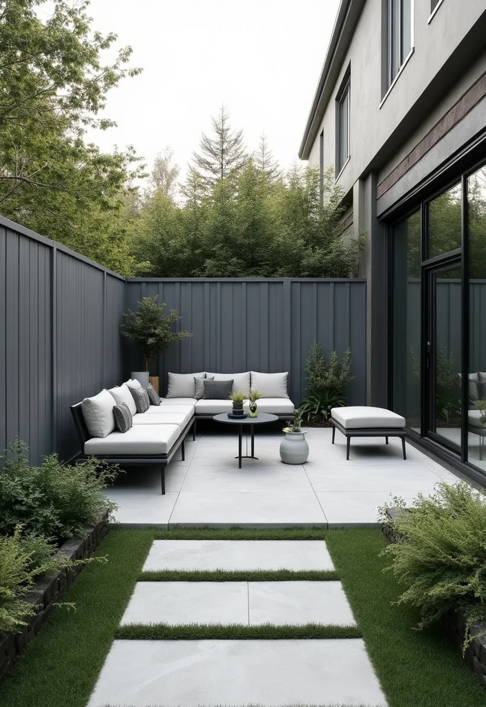 10 Backyard Fence Colors Ideas for Fresh Updated Curb Appeal - 7. Calming Gray for Modern Minimalism