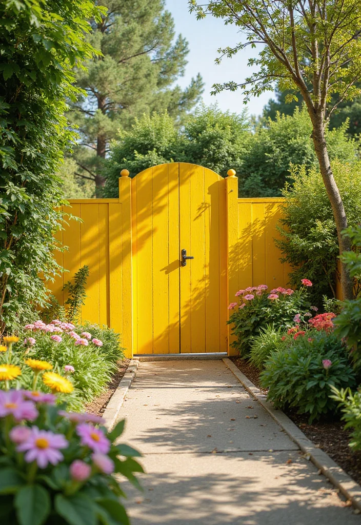 10 Backyard Fence Colors Ideas for Fresh Updated Curb Appeal - 8. Sunny Yellow for a Cheerful Appeal