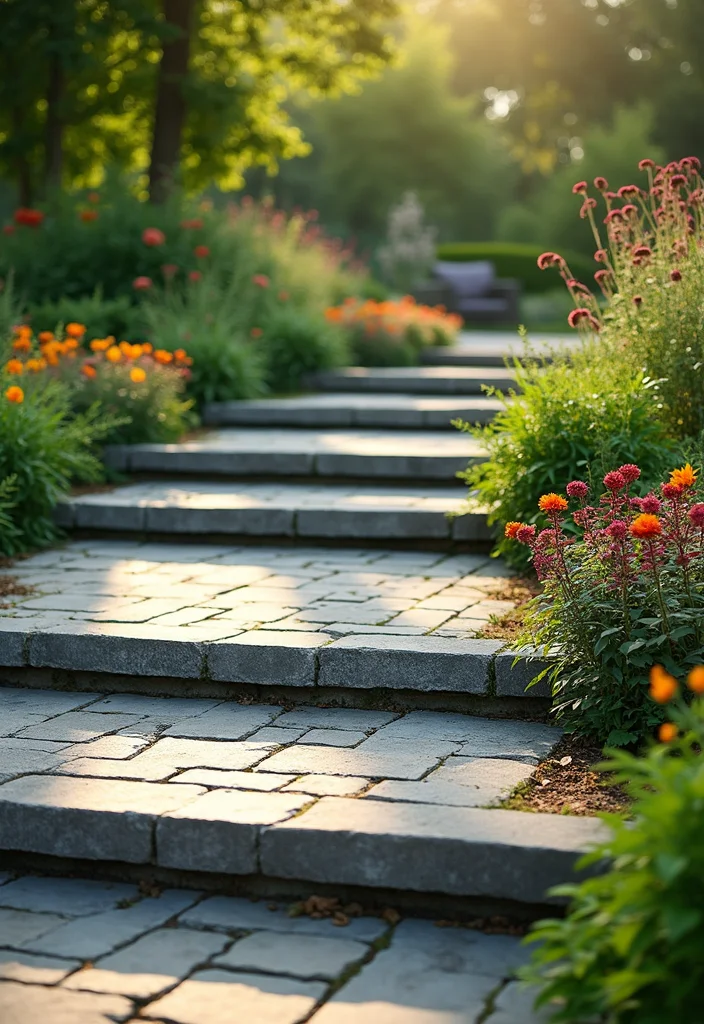 10 Backyard Paver Ideas Budget for Simple Durable Outdoor Style 7. DIY Garden Steps