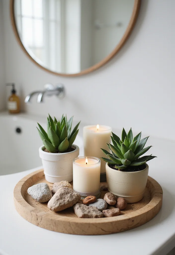 10 Bathroom Tray Decor Ideas for Simple Organized Stylish Accents 1. Natural Wood Tray with Greenery