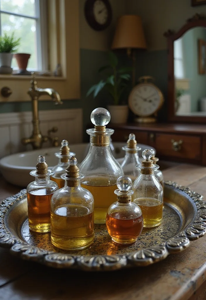 10 Bathroom Tray Decor Ideas for Simple Organized Stylish Accents 3. Vintage Finds