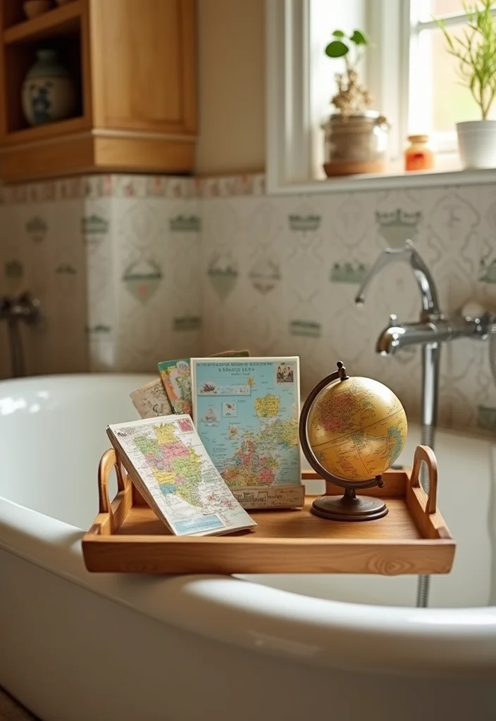 10 Bathroom Tray Decor Ideas for Simple Organized Stylish Accents 7. Travel Inspired Decor