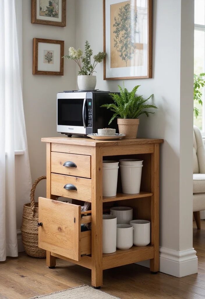 10 Microwave Ideas in Kitchen for Convenient Space Saving Use 12 10 Microwave Ideas in Kitchen for Convenient Space Saving Use 2. Microwave Cart with Storage Options