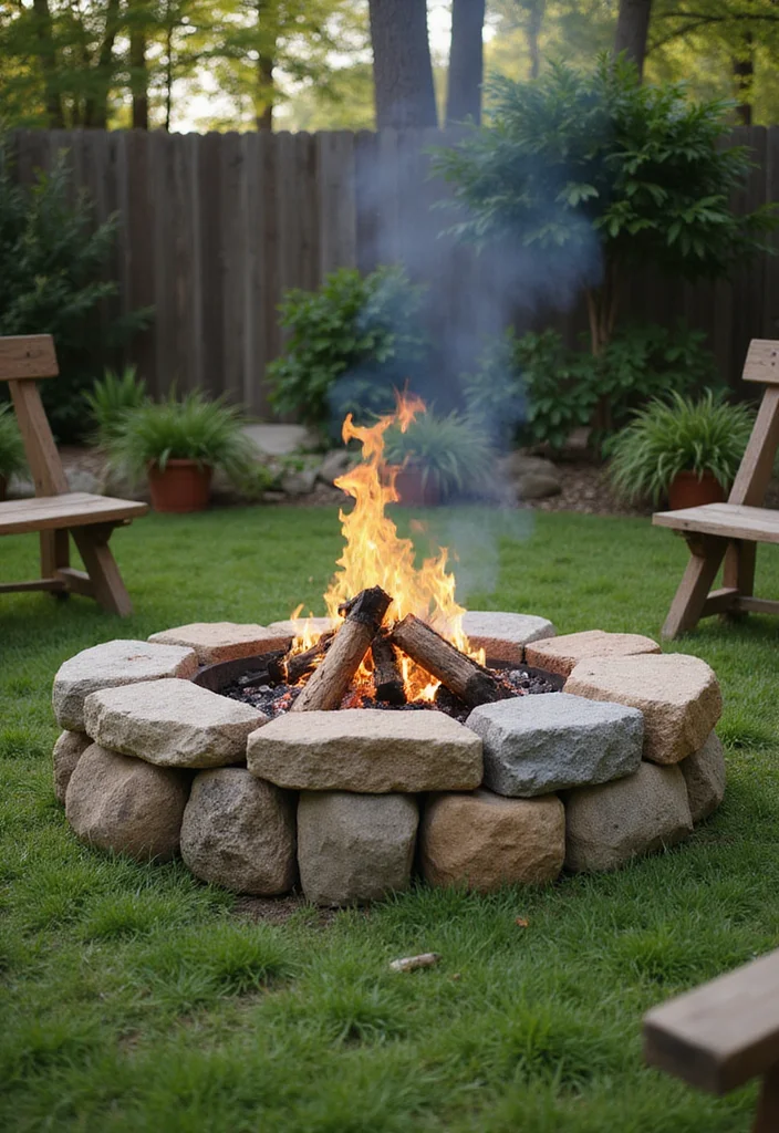 10 Small Fire Pit Ideas Backyard for Cozy Affordable Nights - 1. Rustic Stone Fire Pit