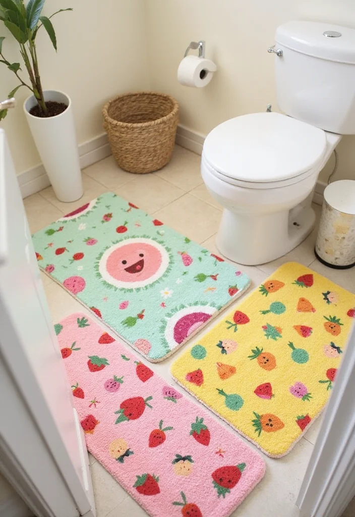 12 ACNH Bathroom Ideas for Cute Creative Island Inspired Style 2. Cute Bath Mats