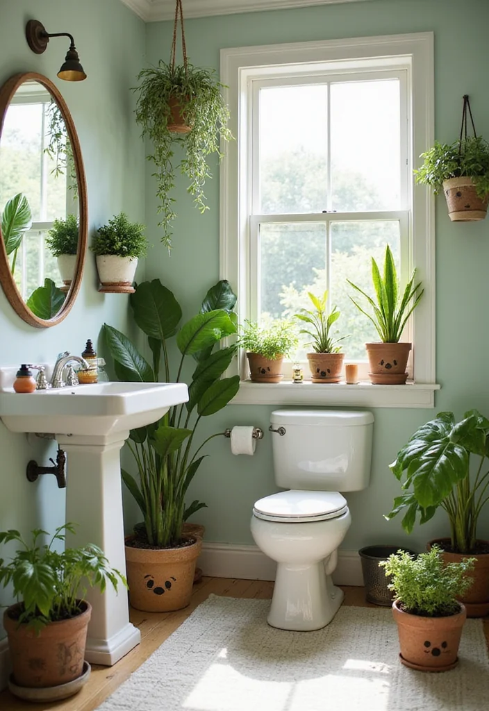 12 ACNH Bathroom Ideas for Cute Creative Island Inspired Style 4. Exotic Plants