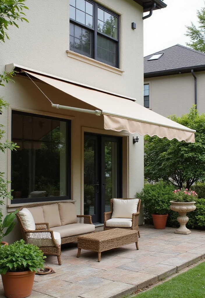 12 Backyard Awning Ideas for Covered Patios: Embracing Cool Shade and Comfort - 10. Attached Awnings: Seamless Extensions