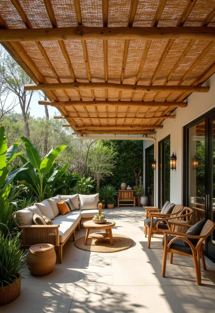 12 Backyard Awning Ideas for Covered Patios: Embracing Cool Shade and Comfort - 5. Bamboo Awnings: Eco-Friendly Choices