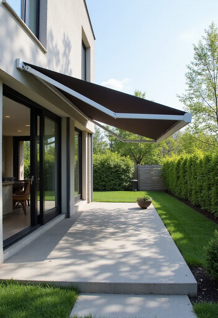 12 Backyard Awning Ideas for Covered Patios: Embracing Cool Shade and Comfort - 7. Motorized Awnings: Luxury Meets Convenience