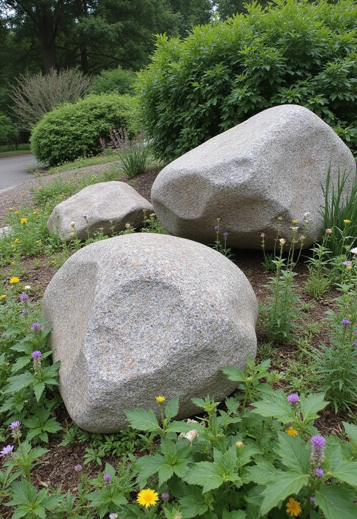 12 Backyard Landscaping Rock Ideas for Low Maintenance Natural Style 2. Use Boulders as Focal Points