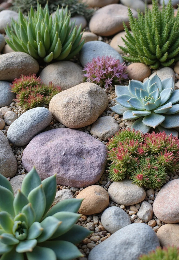 12 Backyard Landscaping Rock Ideas for Low Maintenance Natural Style 3. Rock Garden with Succulents
