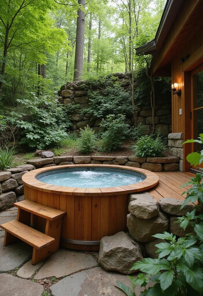 12 Backyard Spa Ideas Hot Tubs for Relaxing Peaceful Retreats - 1. Natural Wood Hot Tub Retreat