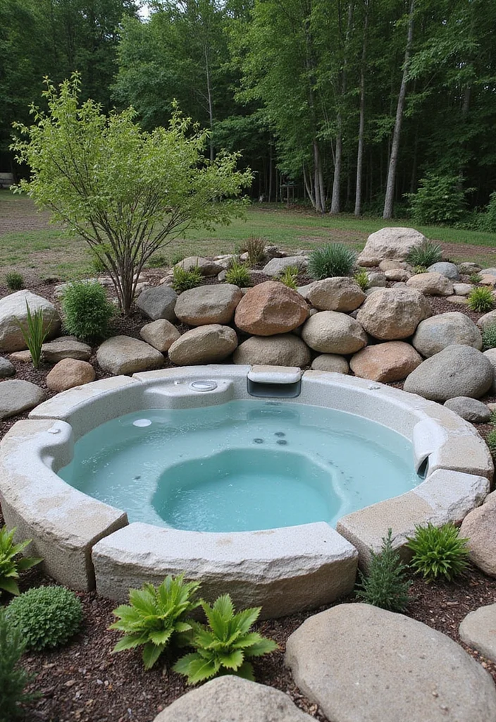 12 Backyard Spa Ideas Hot Tubs for Relaxing Peaceful Retreats - 10. Rock Garden Hot Tub Setting