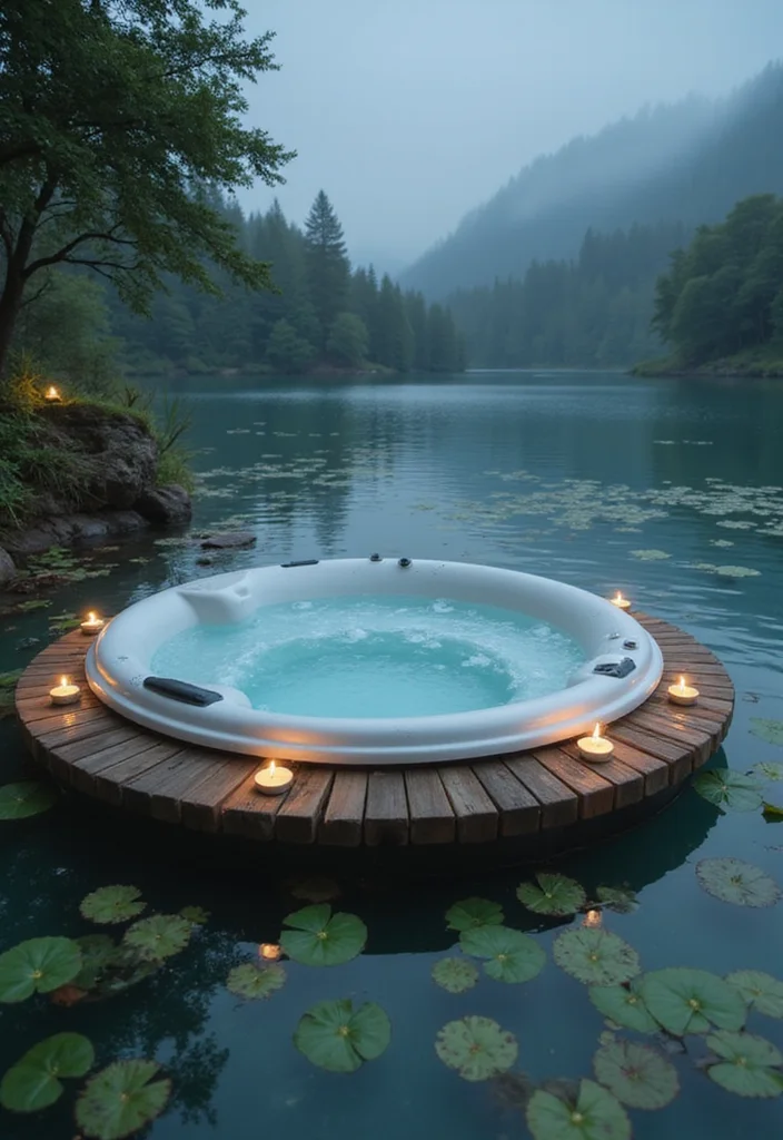 12 Backyard Spa Ideas Hot Tubs for Relaxing Peaceful Retreats - 5. Floating Hot Tub Oasis