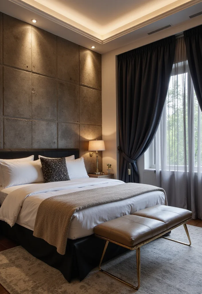 12 Black Curtains Bedroom Ideas for Moody Cozy Modern Vibes 10. Textured Wall Panels