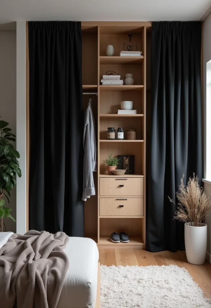 12 Black Curtains Bedroom Ideas for Moody Cozy Modern Vibes 11. Smart Storage Solutions