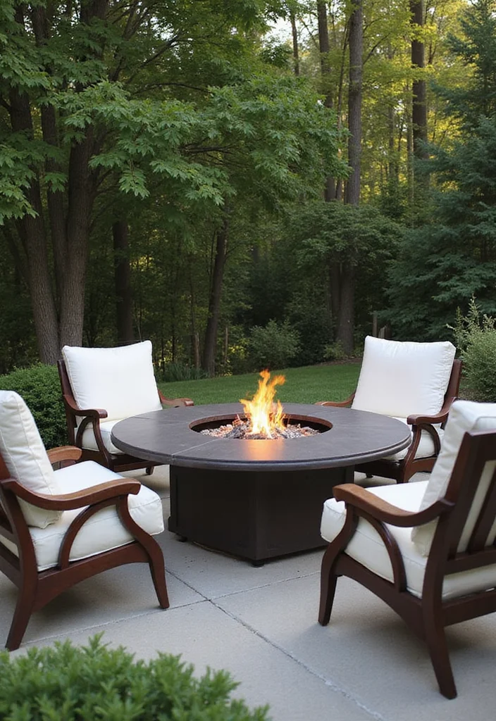 12 Brick Fire Pit Ideas Backyard for Classic Durable Cozy Style 111 12 Brick Fire Pit Ideas Backyard for Classic Durable Cozy Style - 11. Fire Pit with a Table Centerpiece