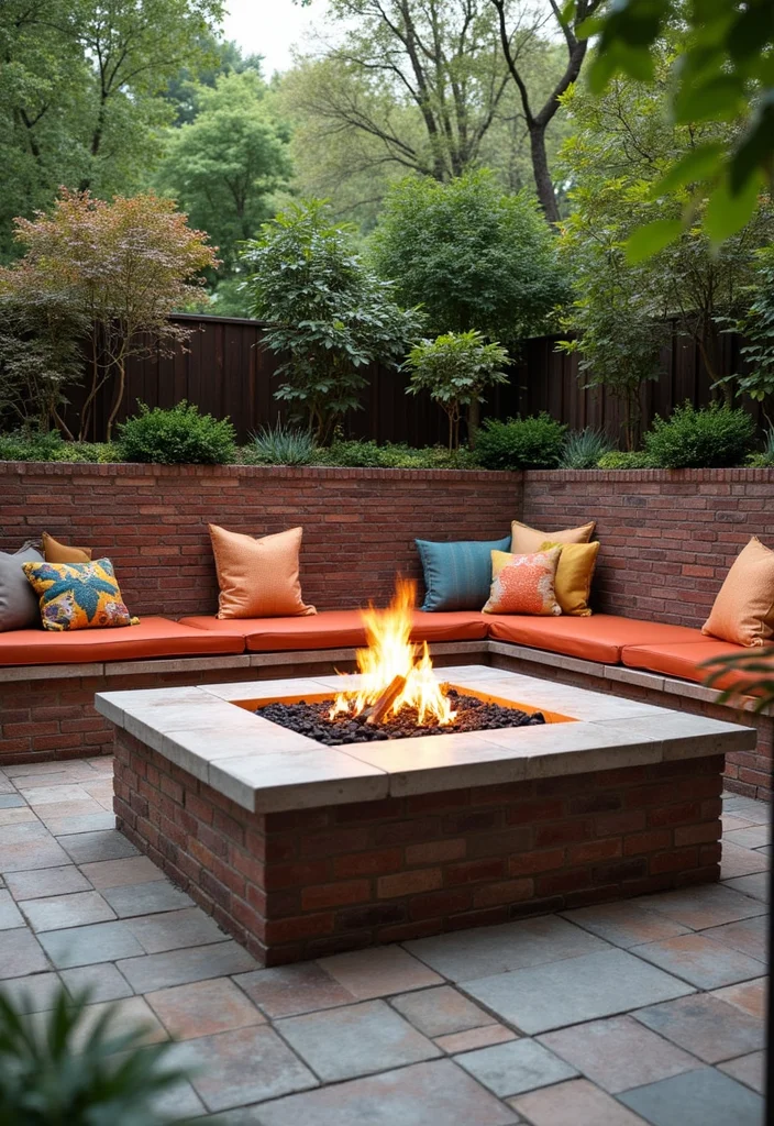 12 Brick Fire Pit Ideas Backyard for Classic Durable Cozy Style 34 12 Brick Fire Pit Ideas Backyard for Classic Durable Cozy Style - 4. Fire Pit with Seating Wall