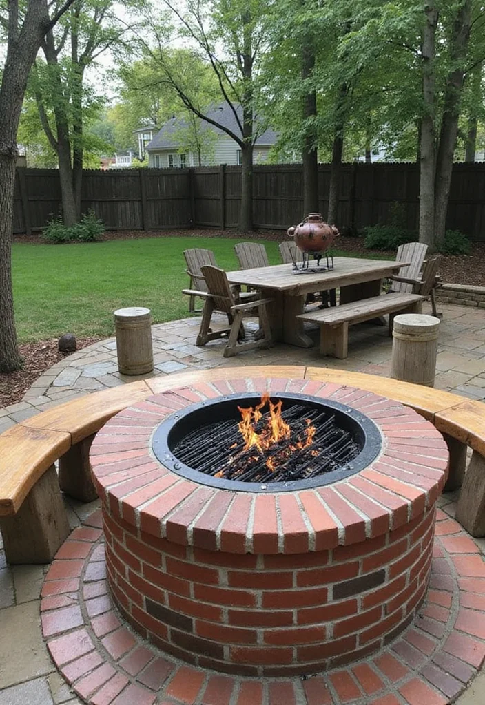 12 Brick Fire Pit Ideas Backyard for Classic Durable Cozy Style 45 12 Brick Fire Pit Ideas Backyard for Classic Durable Cozy Style - 5. Fire Pit with Grill Feature