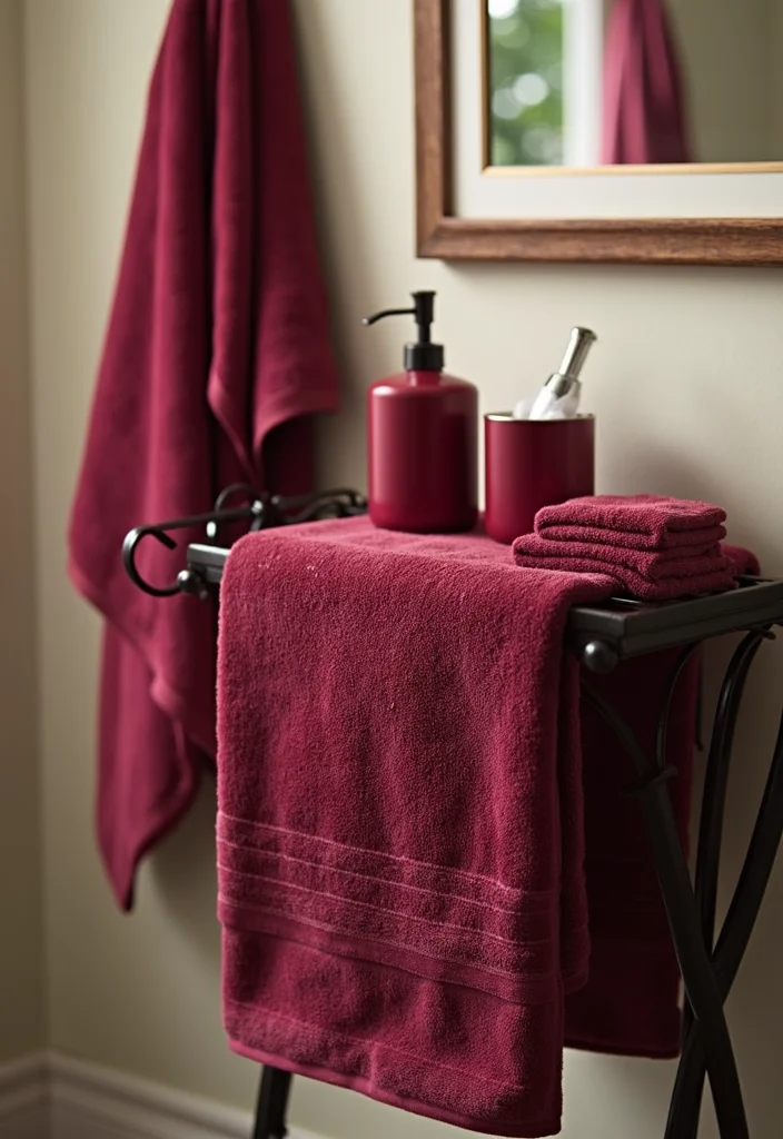 12 Burgundy Bathroom Ideas for Rich Warm Elegant Depth - 3. Rich Burgundy Towels