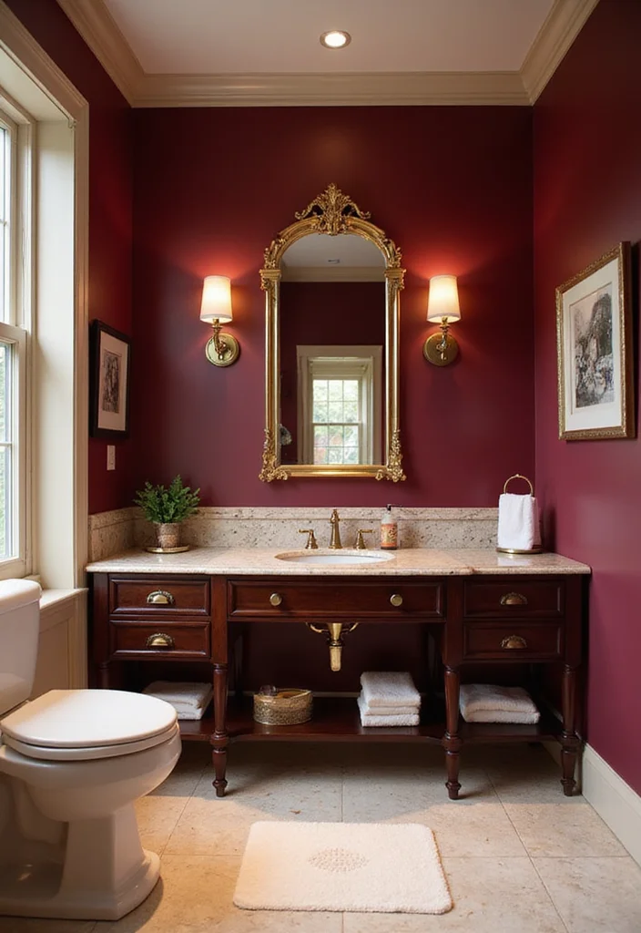 12 Burgundy Bathroom Ideas for Rich Warm Elegant Depth - 8. Rich Color Combinations