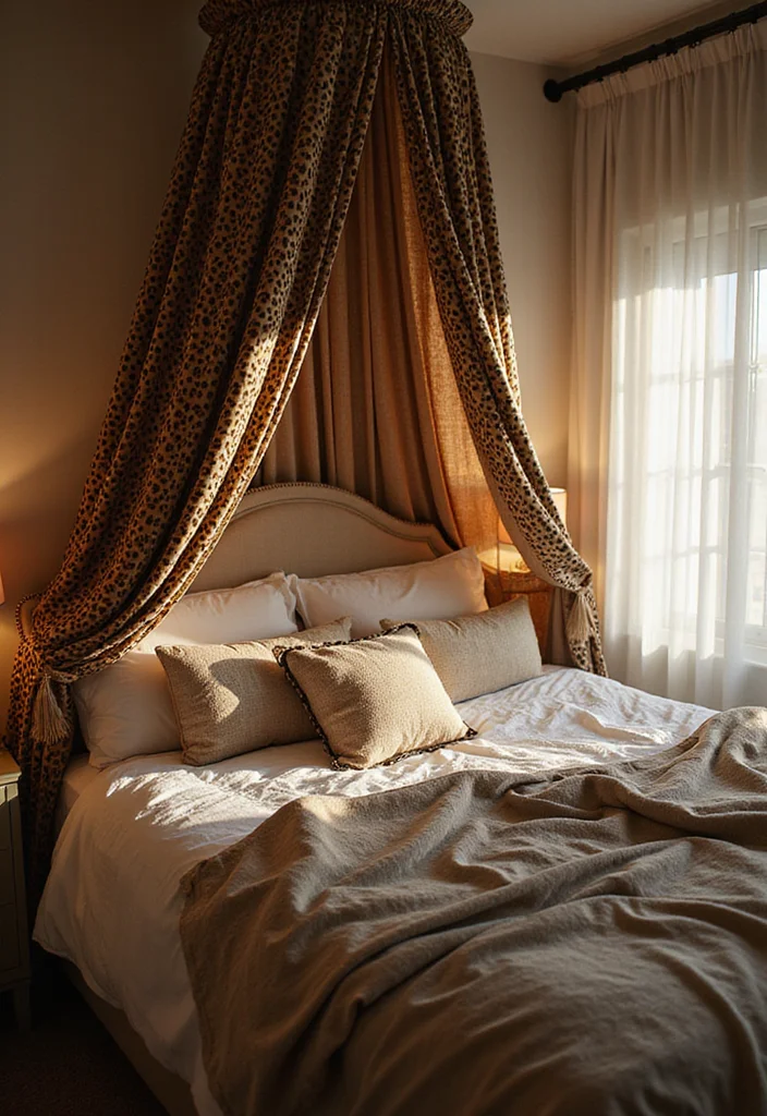 12 Cheetah Bedroom Ideas for Bold Fun Patterned Personality 10. Cheetah Print Bed Canopy