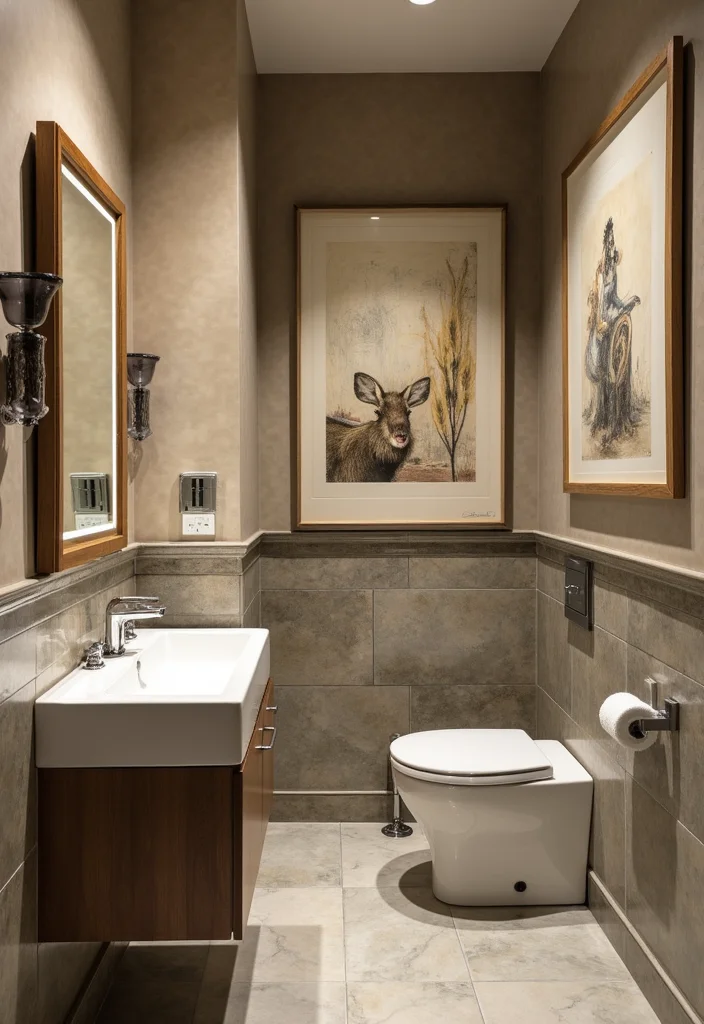 12 Commercial Bathroom Ideas for Clean Durable Functional Design 10. Unique Artwork