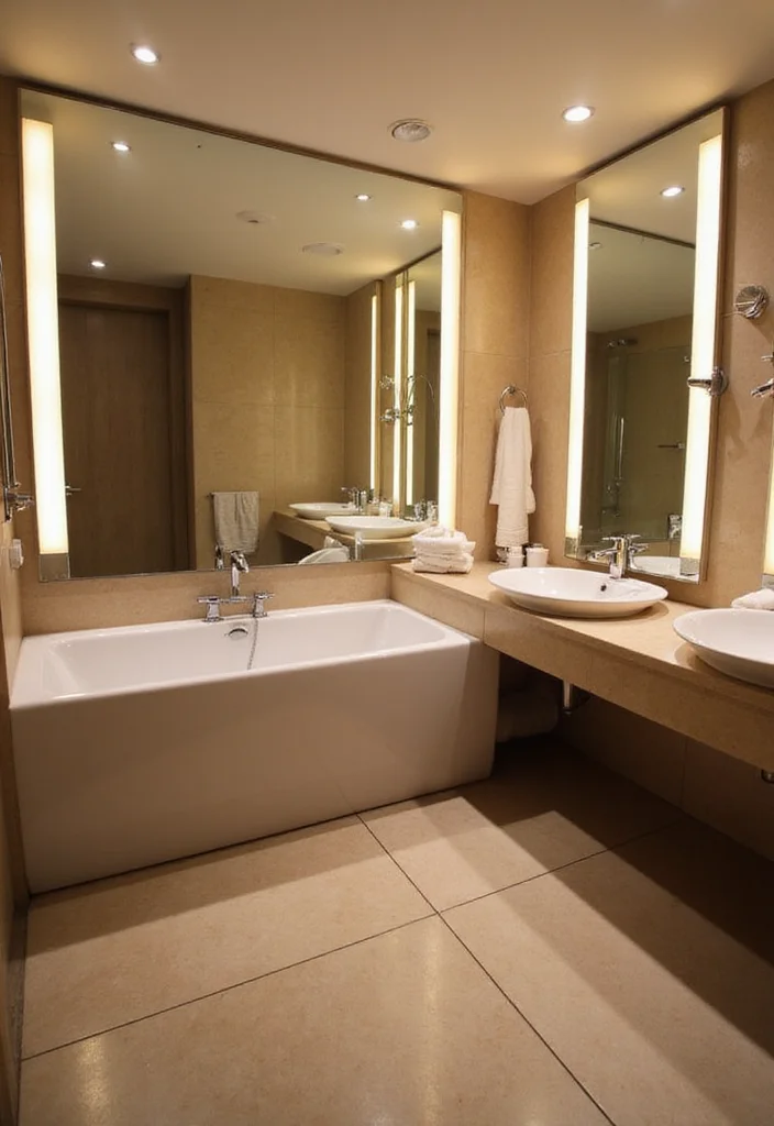12 Commercial Bathroom Ideas for Clean Durable Functional Design 6. Innovative Lighting Designs