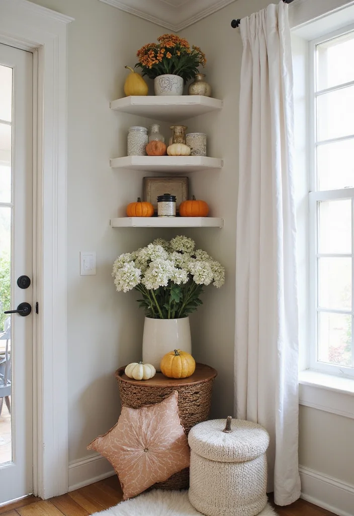 12 Corner Shelf Ideas Living Room for Smart Stylish Use of Space 122 12 Corner Shelf Ideas Living Room for Smart Stylish Use of Space 12. Seasonal Corner Shelf Displays for Fresh Looks