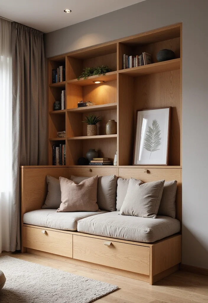 12 Corner Shelf Ideas Living Room for Smart Stylish Use of Space 34 12 Corner Shelf Ideas Living Room for Smart Stylish Use of Space 4. Multi Functional Corner Shelves with Seating