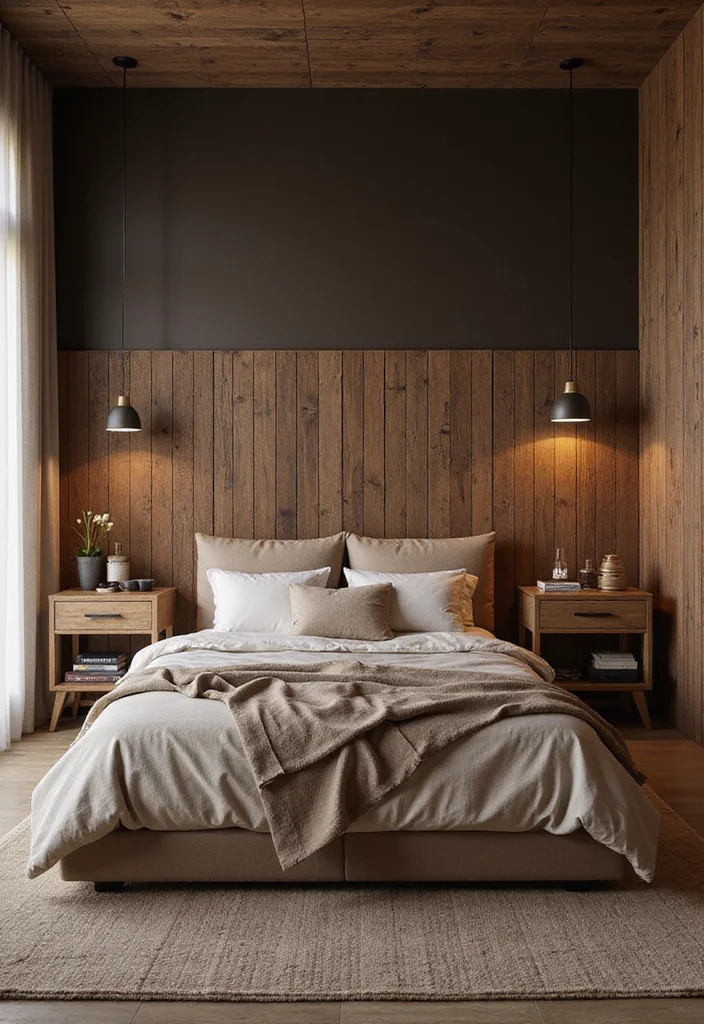 12 Dark Brown Bedroom Ideas for Rich Cozy Restful Style 34 12 Dark Brown Bedroom Ideas for Rich Cozy Restful Style 4. Earthy Accent Walls