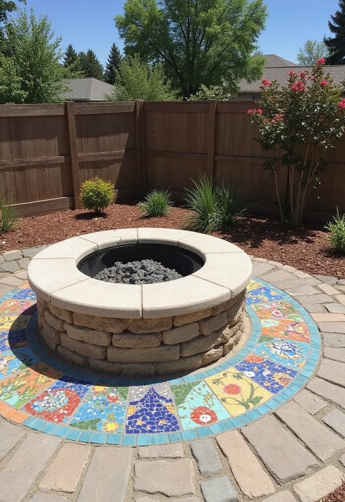 12 Firepit Lighting Backyard Ideas for Warm Inviting Evenings 100 12 Firepit Lighting Backyard Ideas for Warm Inviting Evenings - 10. Mosaic Tile Accents