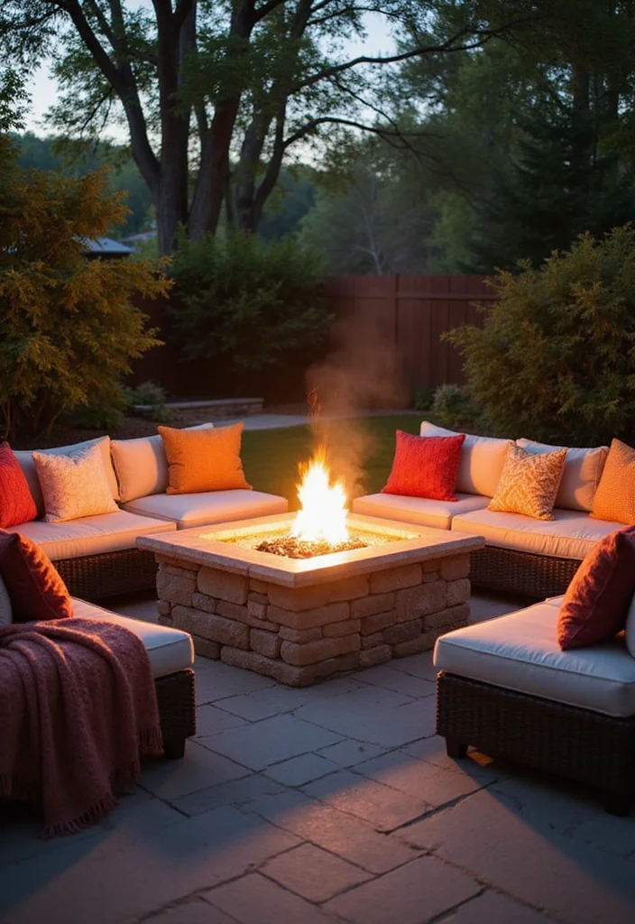 12 Firepit Lighting Backyard Ideas for Warm Inviting Evenings 111 12 Firepit Lighting Backyard Ideas for Warm Inviting Evenings - 11. Outdoor Pillows and Throws