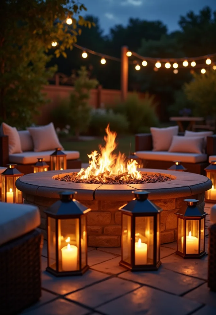 12 Firepit Lighting Backyard Ideas for Warm Inviting Evenings 12 12 Firepit Lighting Backyard Ideas for Warm Inviting Evenings - 2. Elegant Lanterns