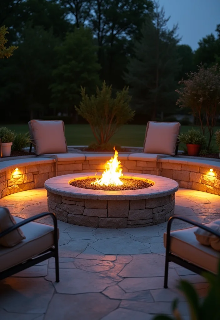 12 Firepit Lighting Backyard Ideas for Warm Inviting Evenings 67 12 Firepit Lighting Backyard Ideas for Warm Inviting Evenings - 7. Built-in Firepit Lighting