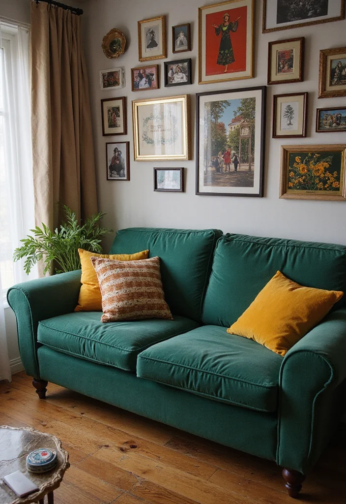 12 Forest Green Sofa Living Room Ideas for Deep Natural Style - 12. Personal Touches