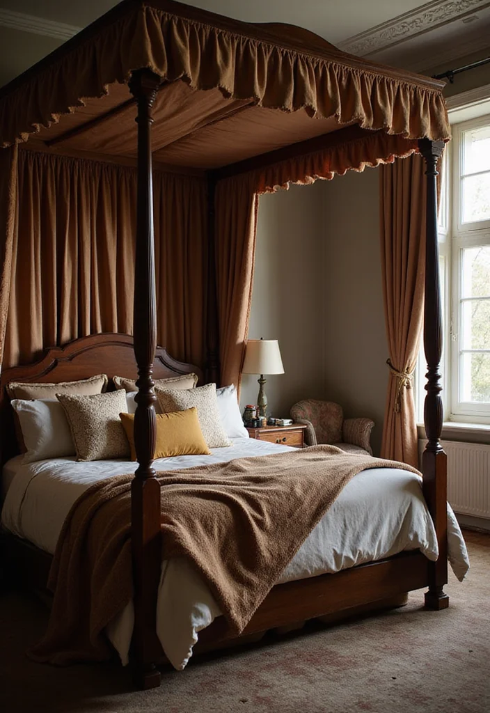 12 Four Poster Bedroom Ideas for Elegant Classic Comfortable Looks - 1. Romantic Vintage Layers