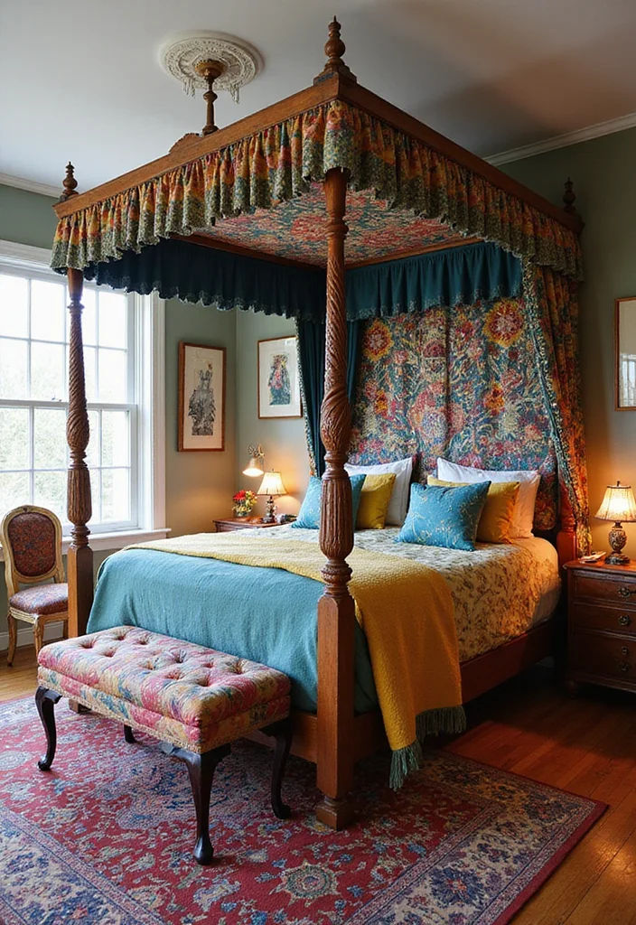 12 Four Poster Bedroom Ideas for Elegant Classic Comfortable Looks - 11. Eclectic Mix